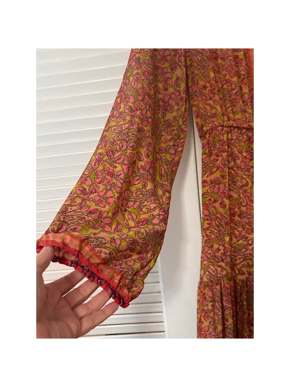 Karma Highway Pink Floral Boho Maxi Dress One Size Gypsy Style - Picture 4 of 13
